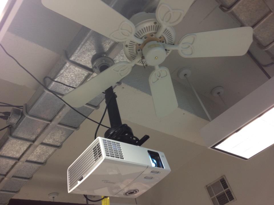 Projector installation blocked by ceiling fan